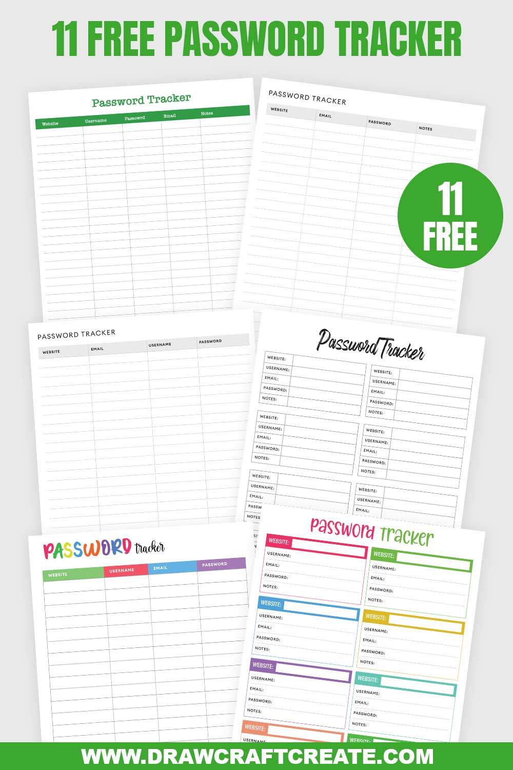 password tracker printable