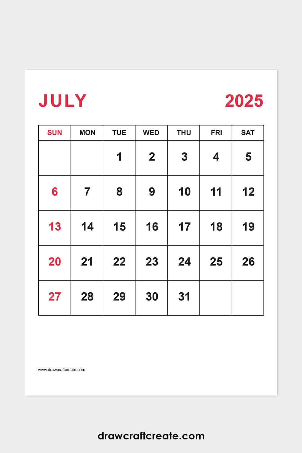 july 2025 calendar portrait