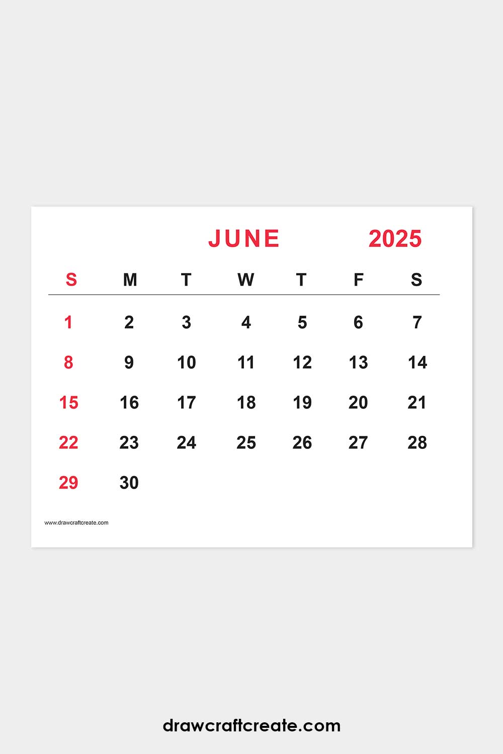 june 2025 calendar landscape