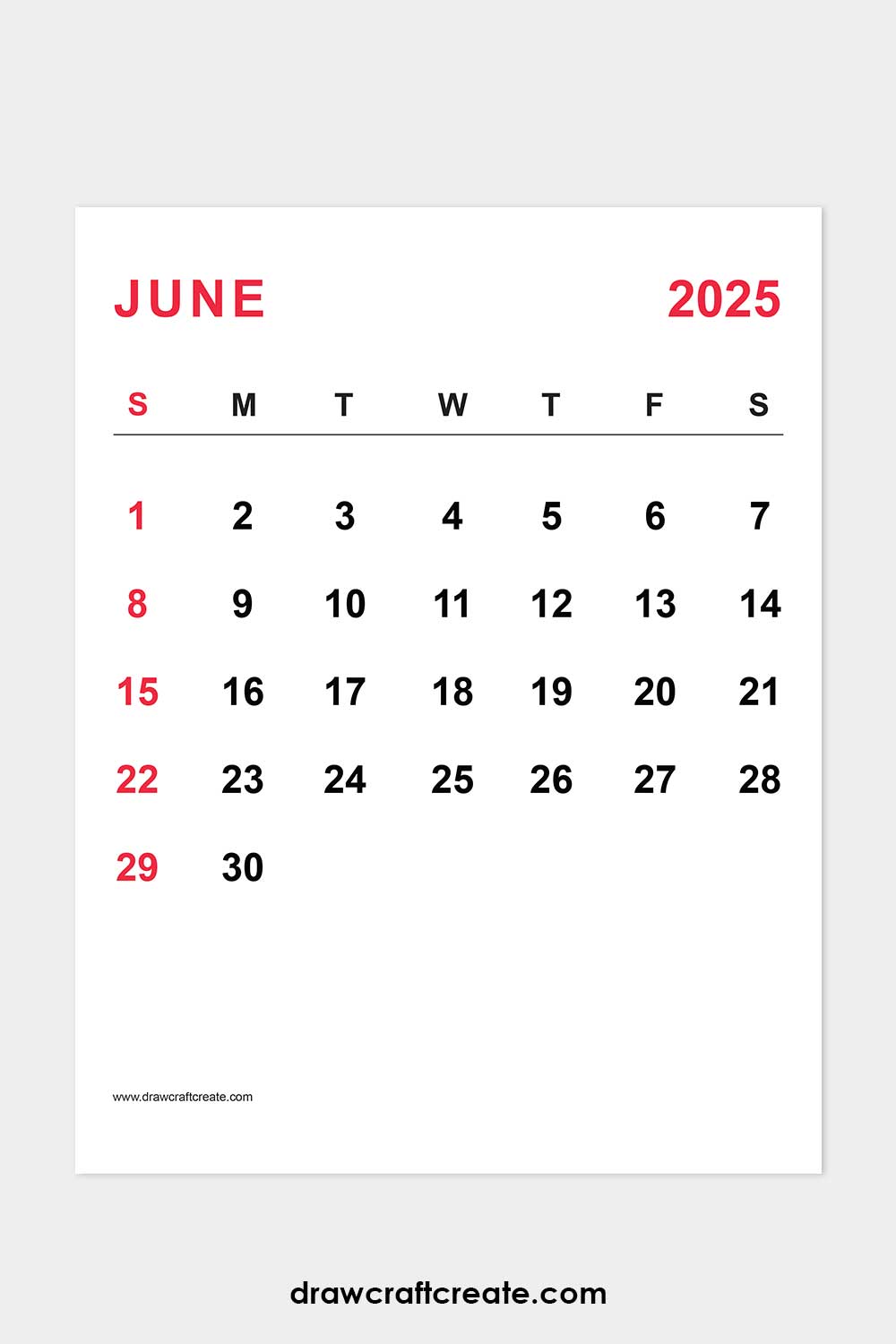 june 2025 calendar portrait