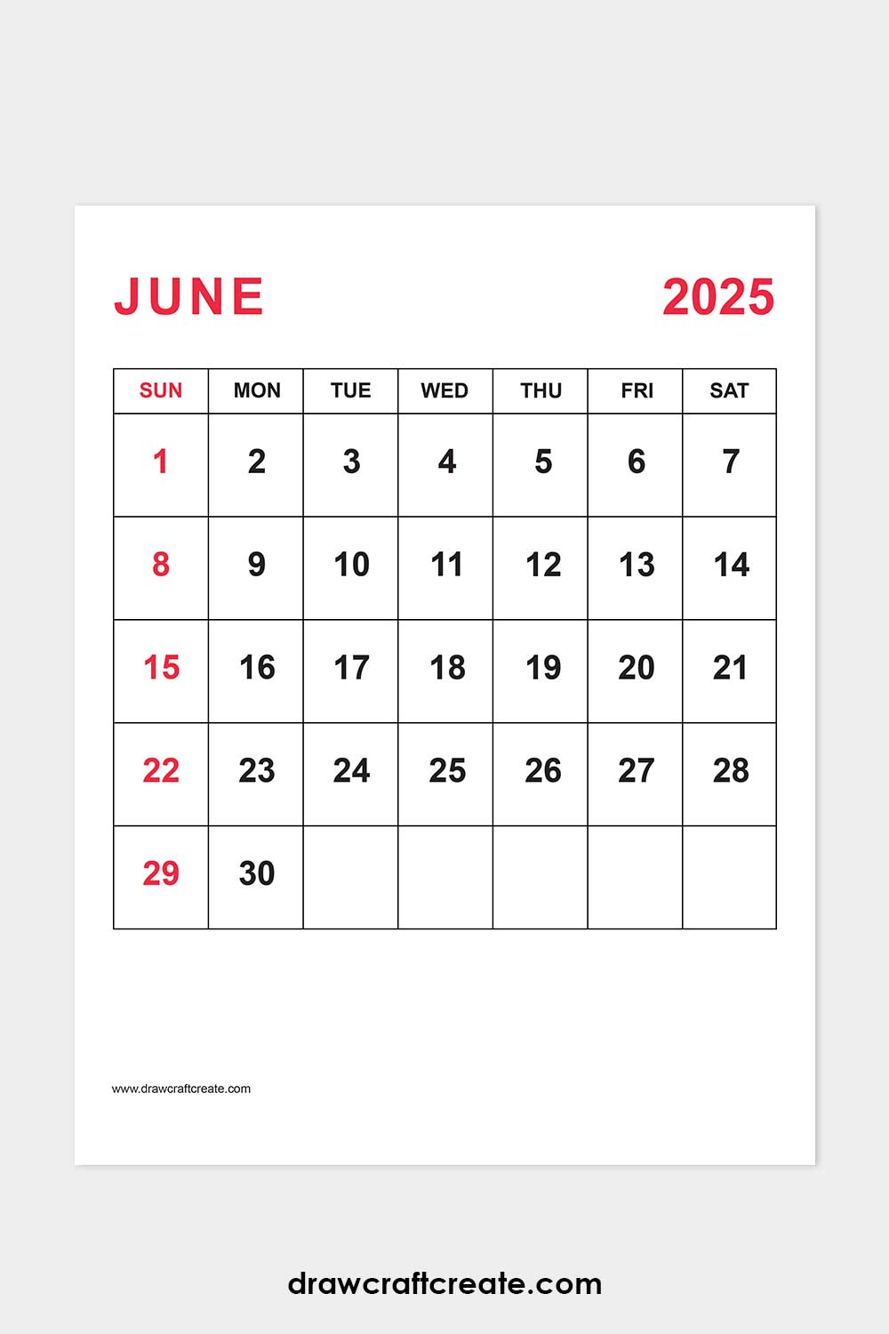 june 2025 calendar portrait