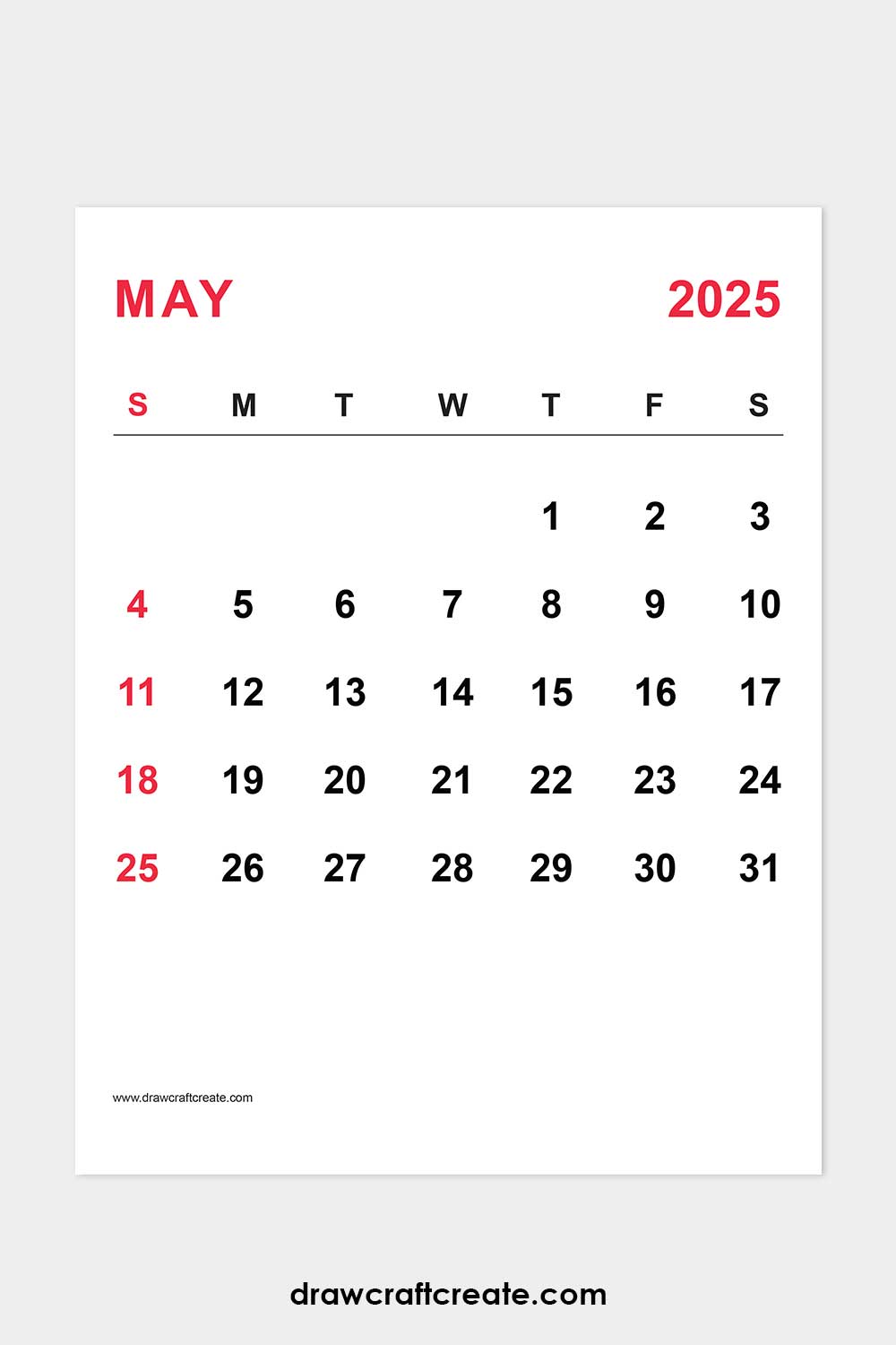 may 2025 calendar portrait