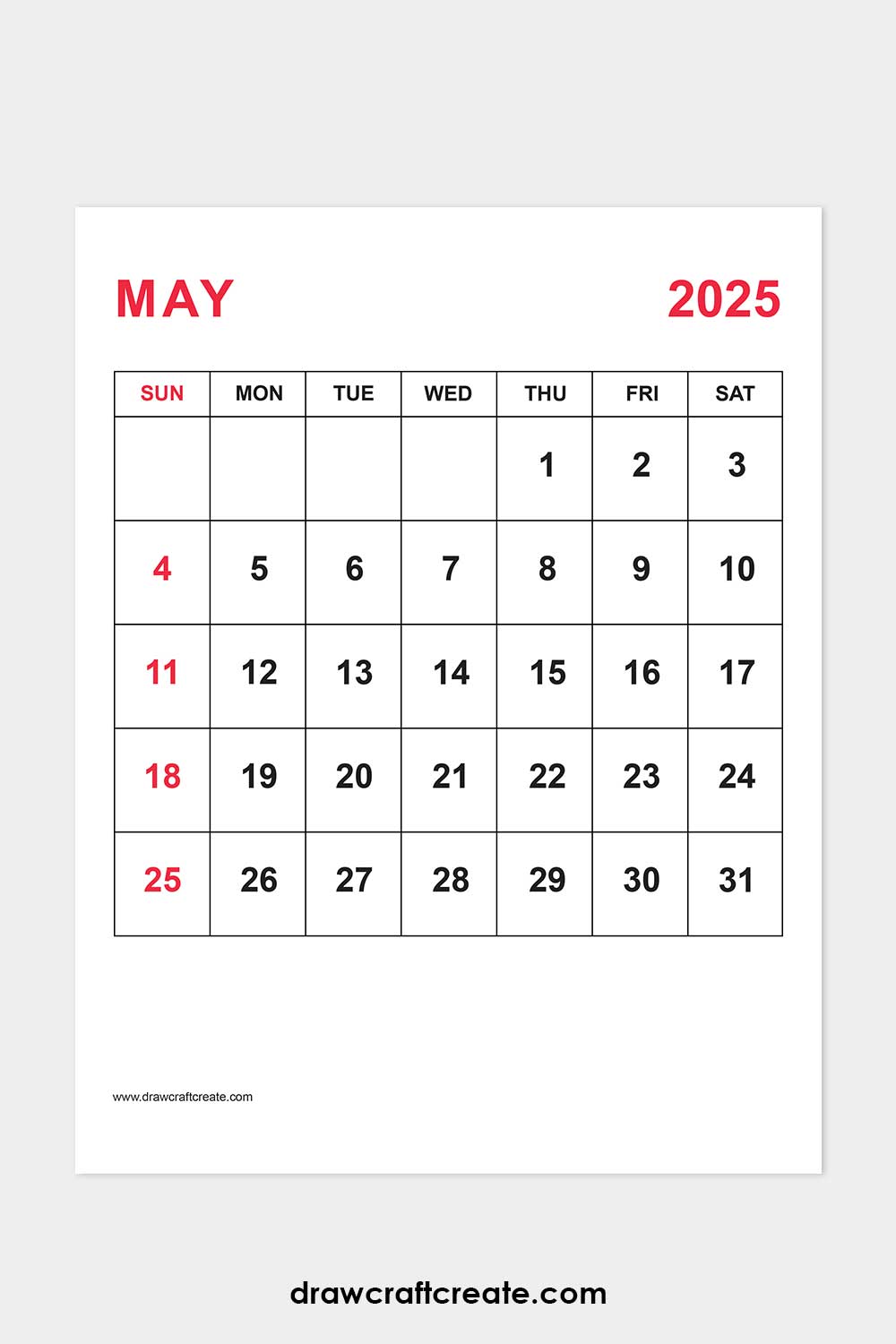 may 2025 calendar portrait