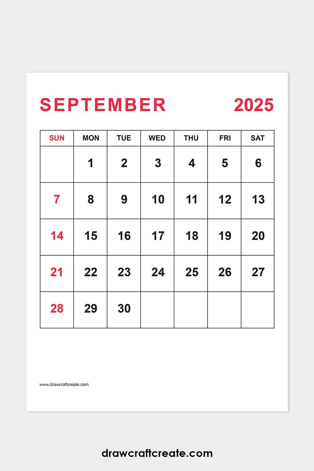 September 2025 calendar portrait