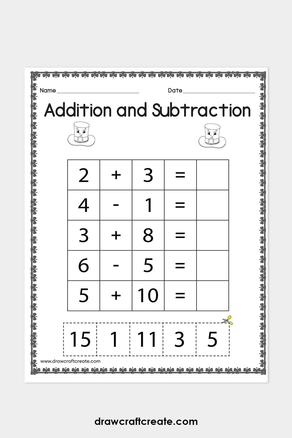 St. Patrick's Day addition and subtraction