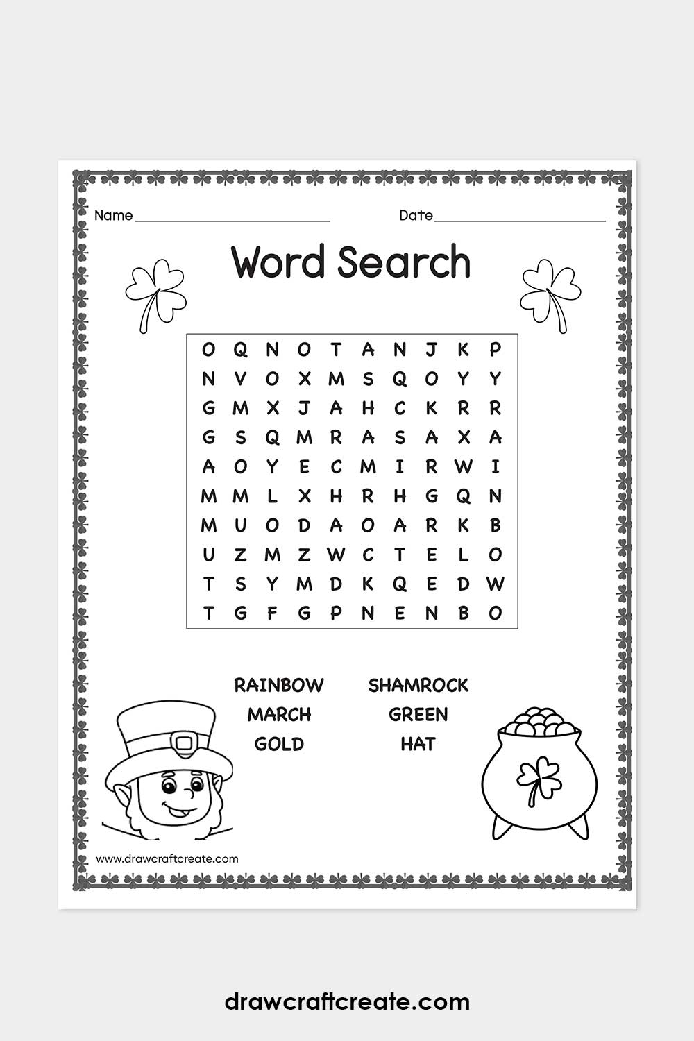 St. Patrick's Day word search