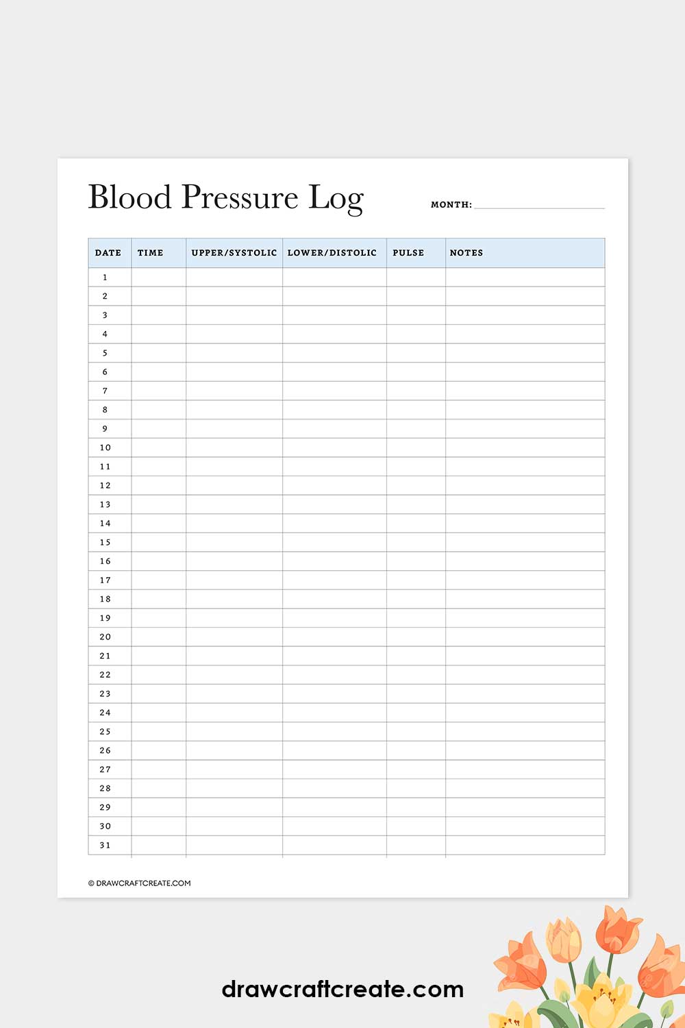 blood pressure log