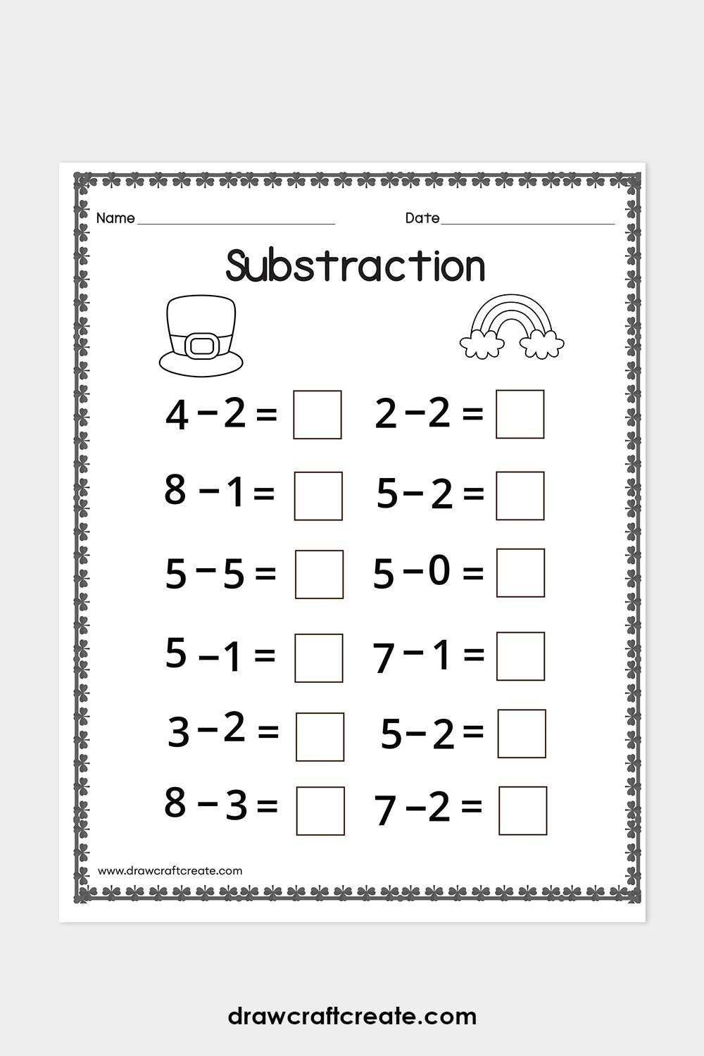 St. Patrick's Day subtraction