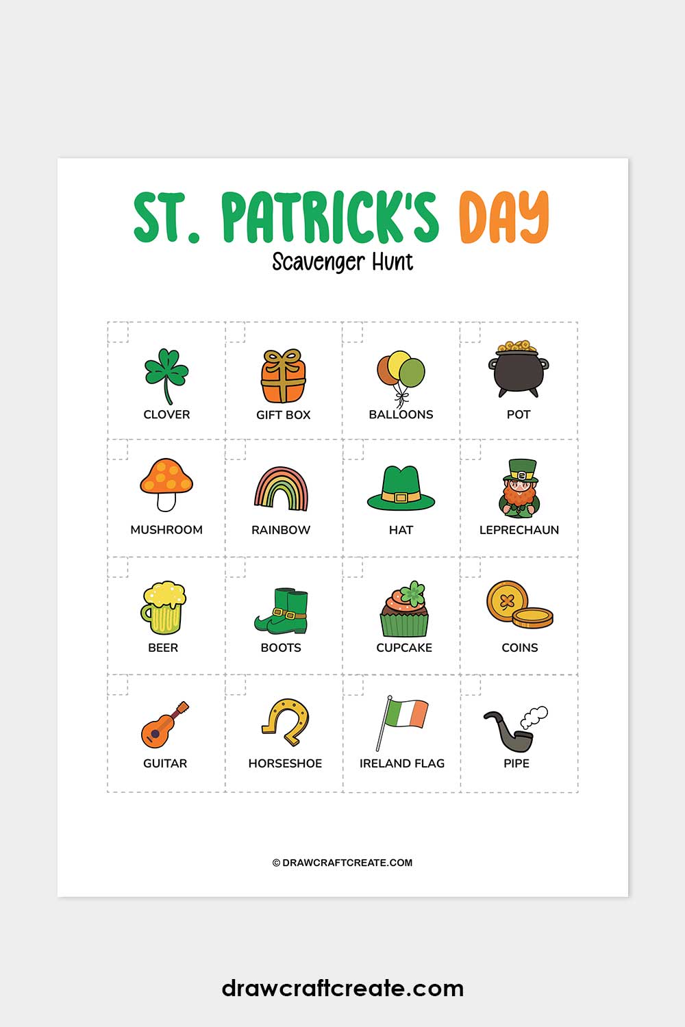 Printable St. Patrick's Day Scavenger Hunt