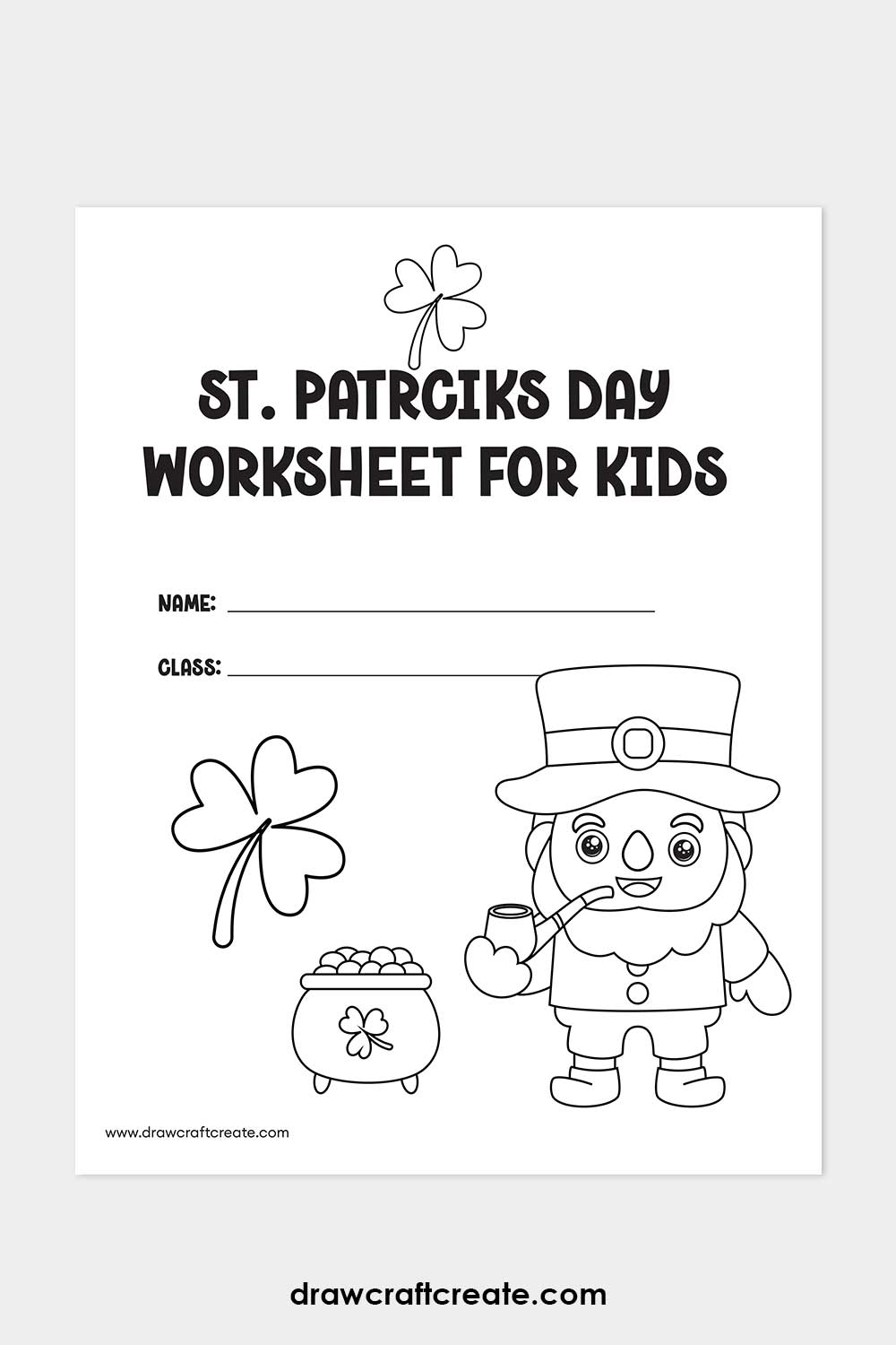 St. Patrick's Day Kids Worksheet Cover