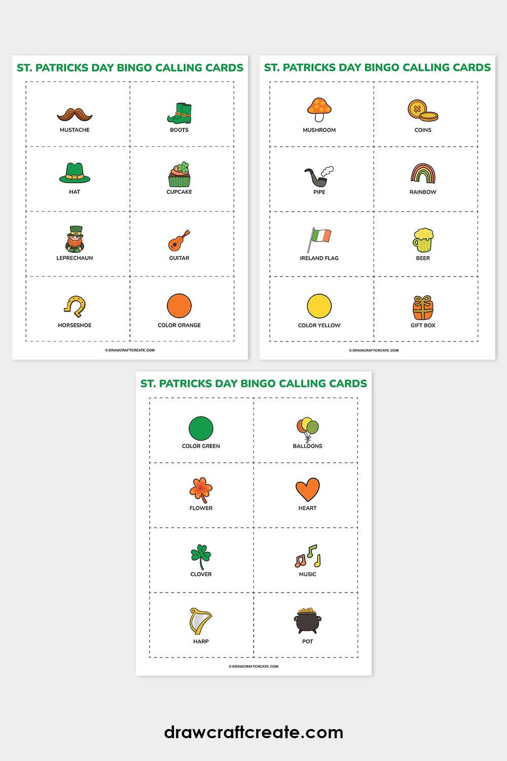 printable st patricks day bingo calling cards