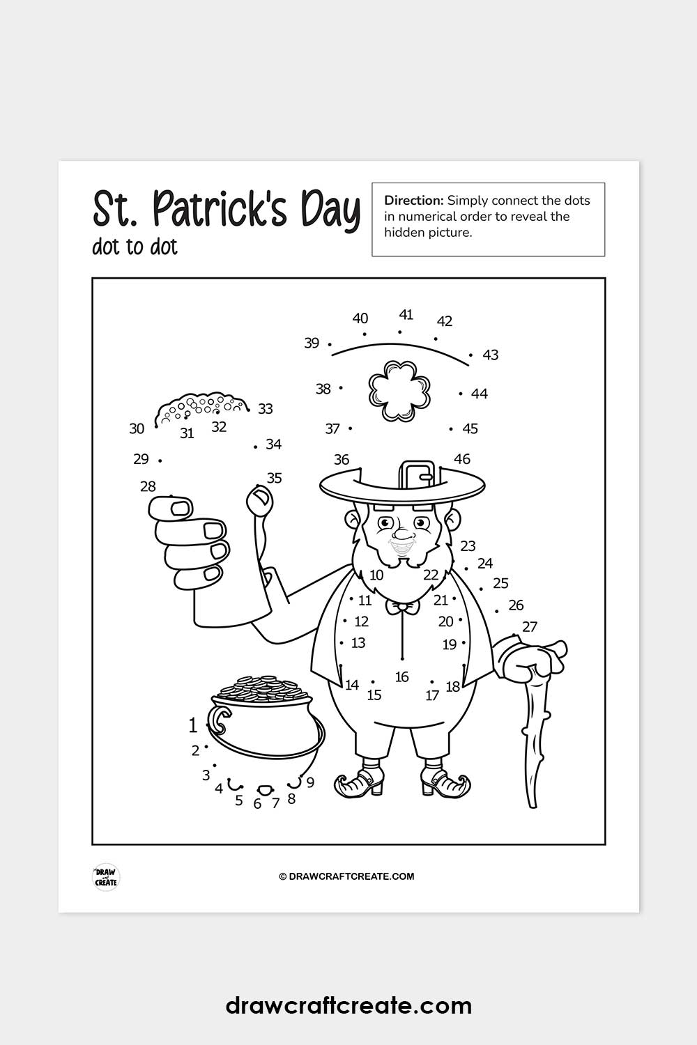 st patricks day dot to dot