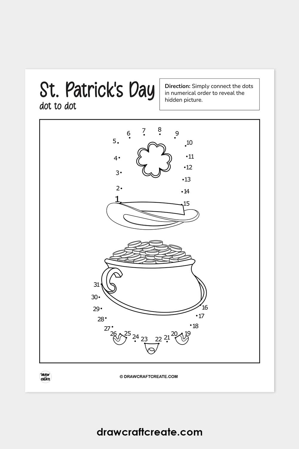 st patricks day dot to dot