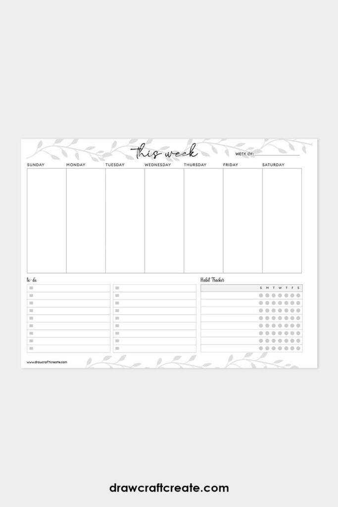 Free Weekly Planner Printables (30 Templates) - Draw Craft Create