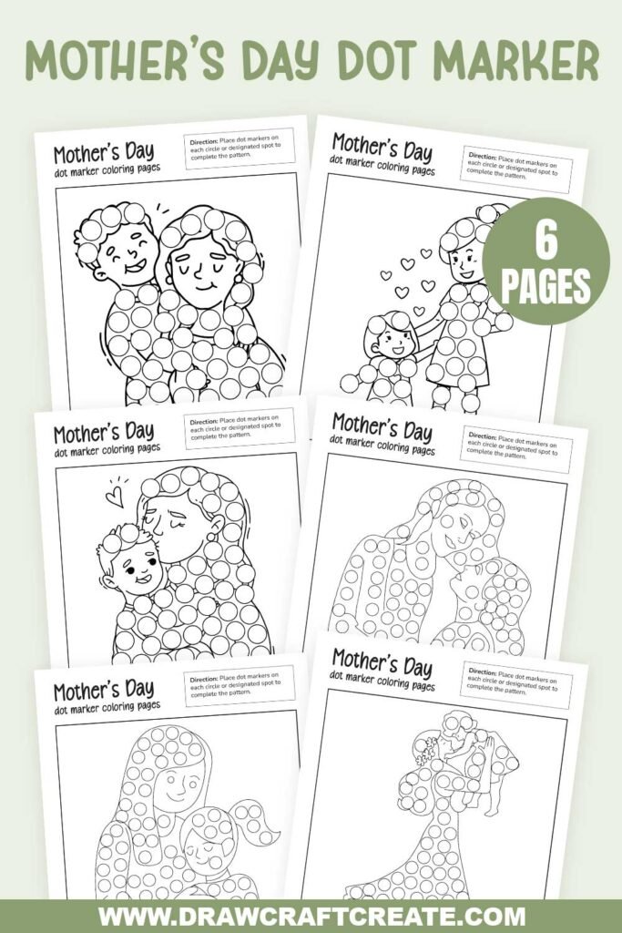 Free Printable Mother #39 s Day Dot Marker Coloring Pages Draw Craft Create