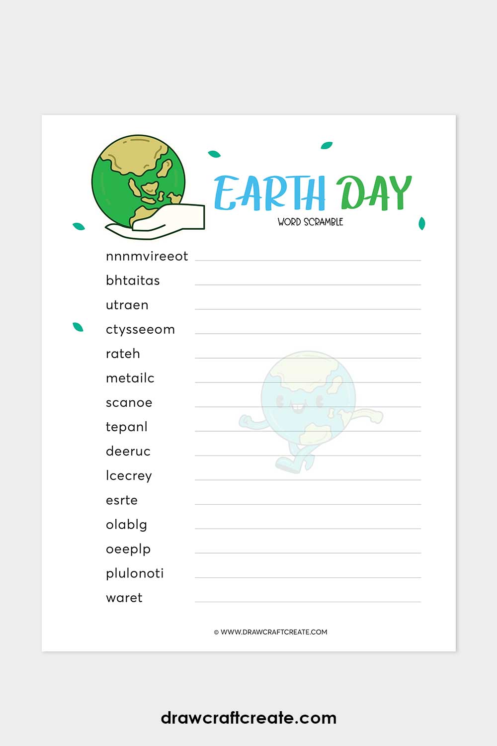 Printable Earth Day Word Scramble