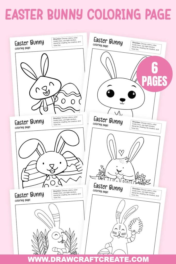 Free Printable Easter Bunny Coloring Pages - Draw Craft Create