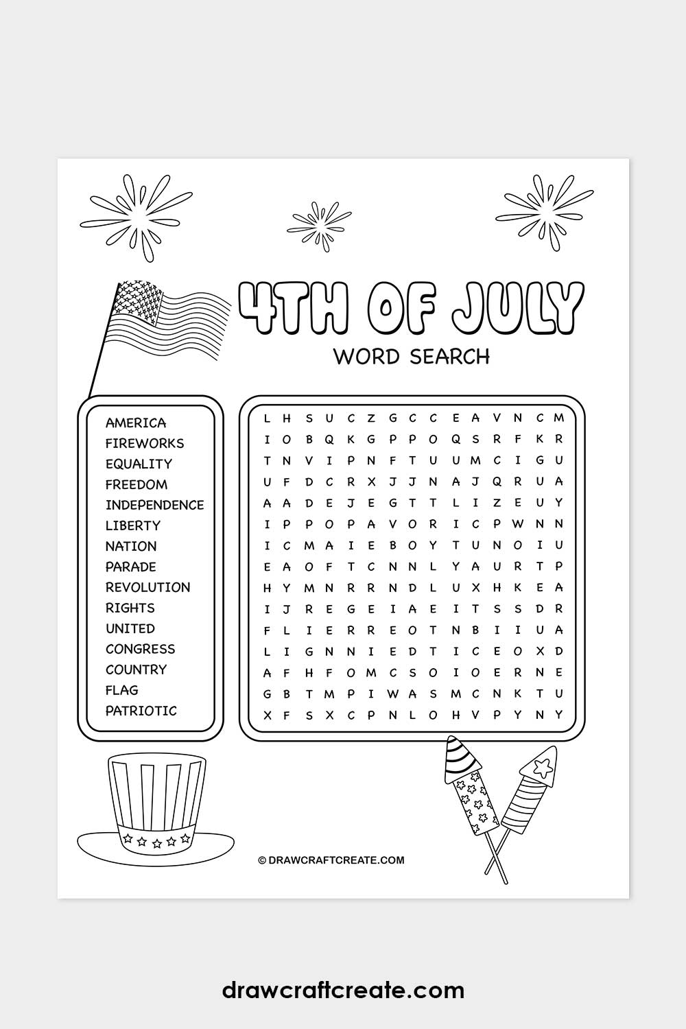 printable 4th of July Word Search