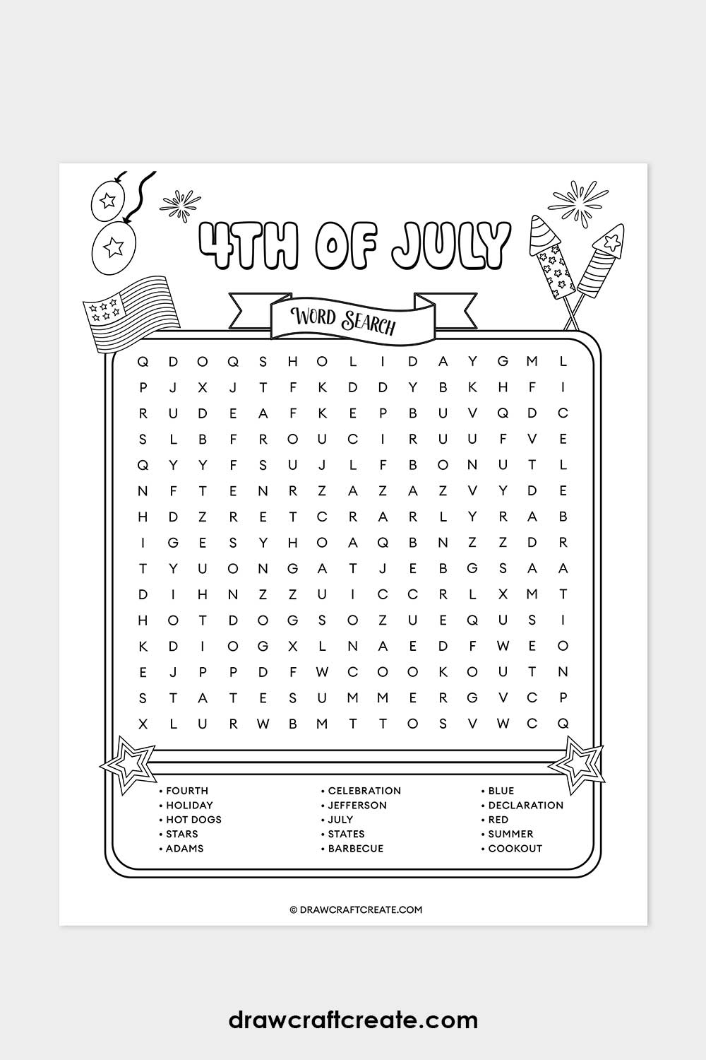printable 4th of July Word Search