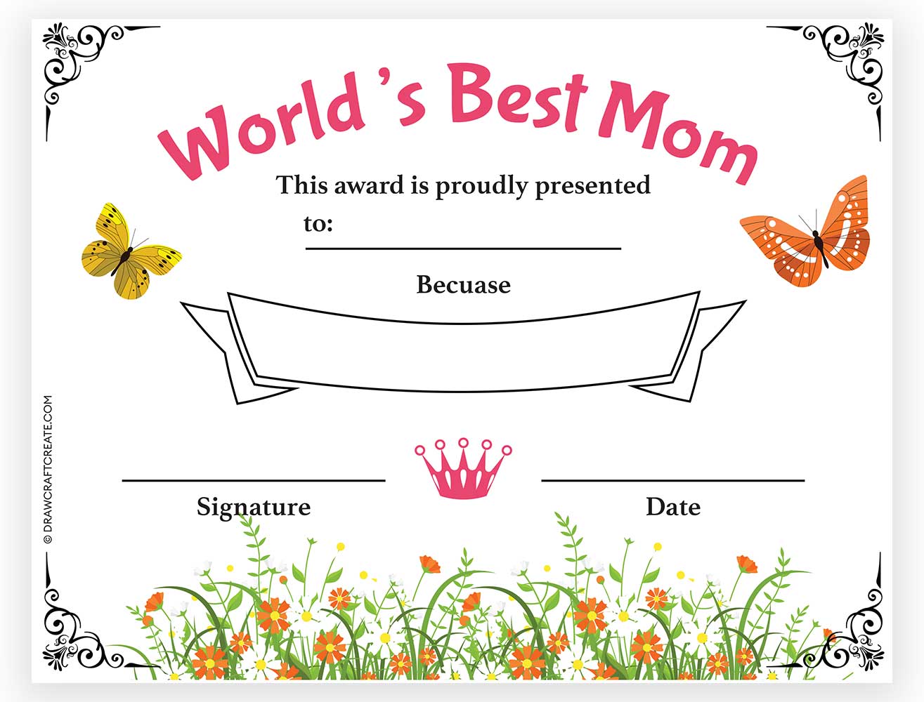 printable best mom award certificate