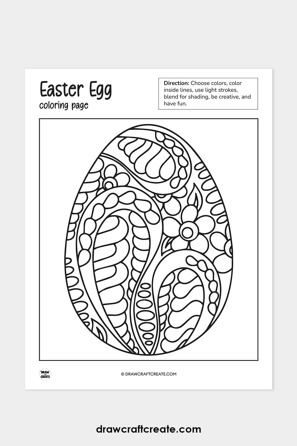 printable easter egg coloring page