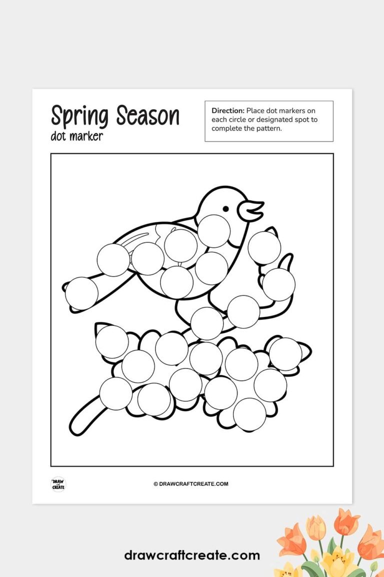 Free Printable Spring Dot Marker Coloring Pages - Draw Craft Create