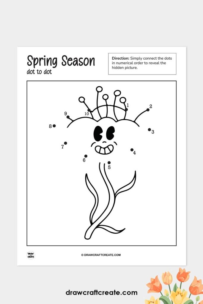 Free Printable Spring Dot To Dot Pages - Draw Craft Create
