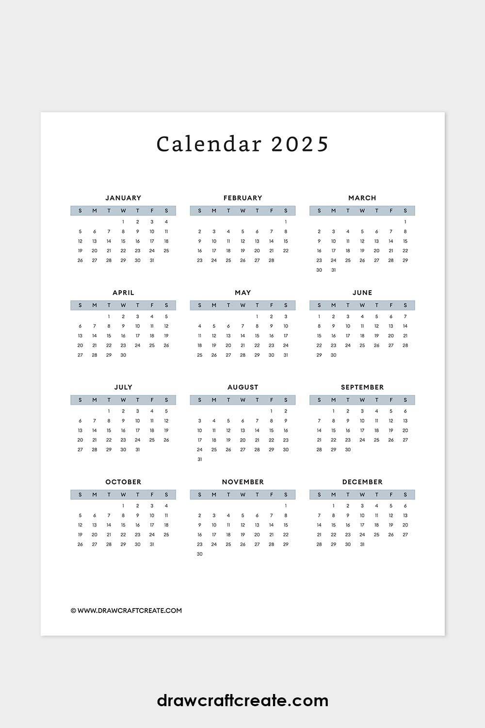 2025 full year calendar