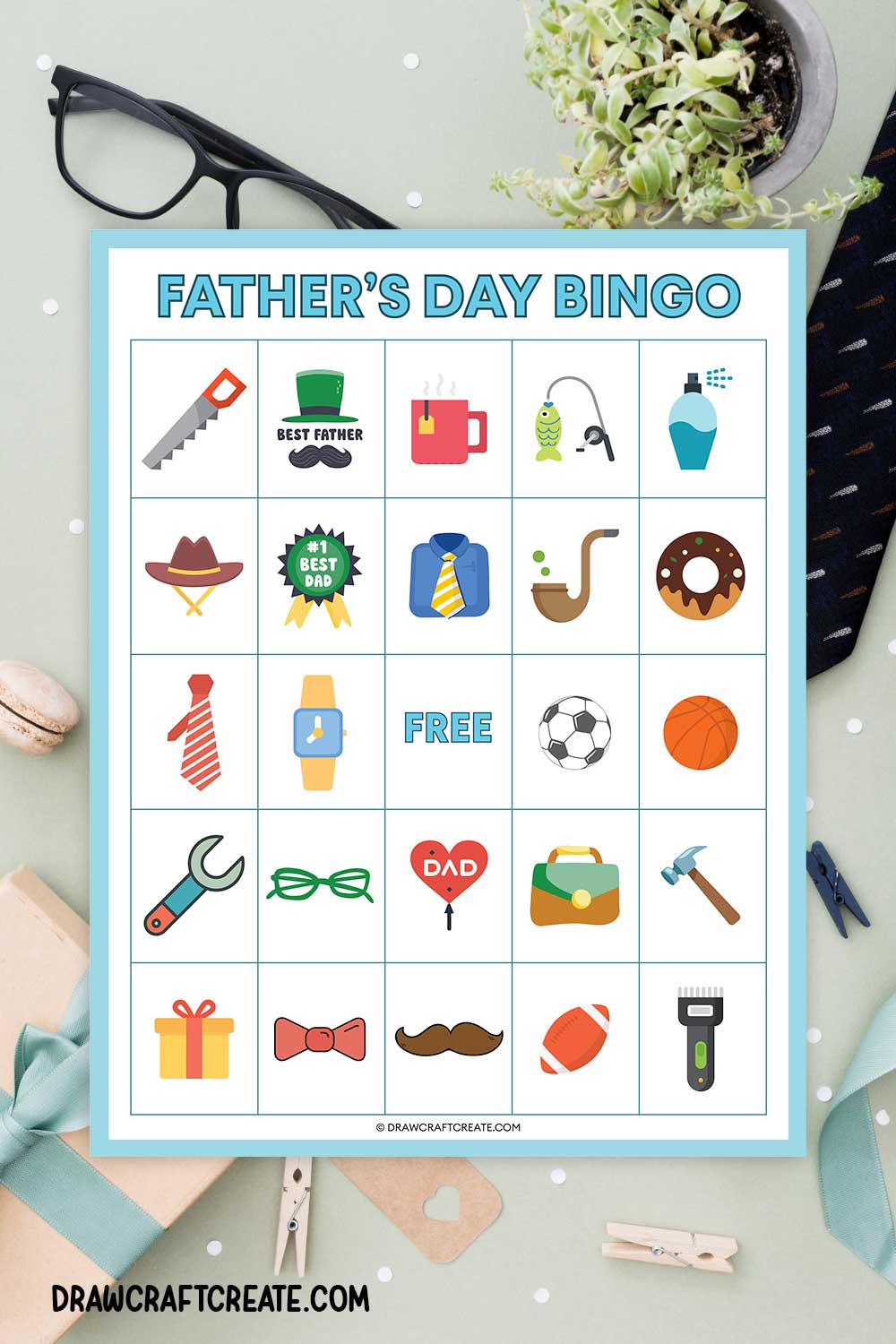 Father's day bingo game card