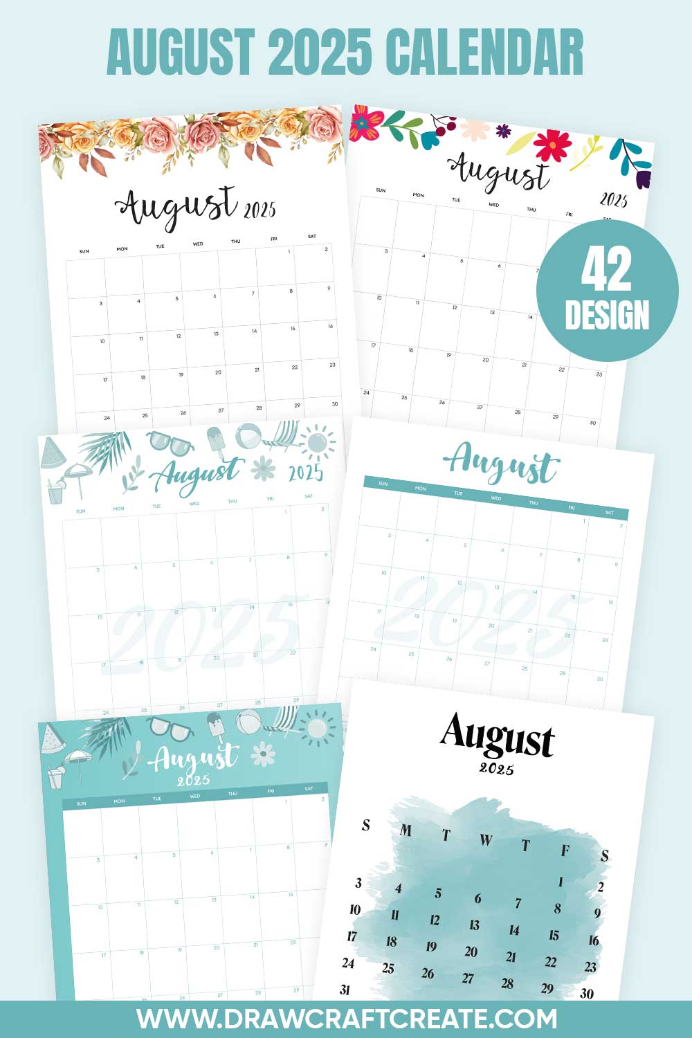 Free Printable August 2025 Calendars