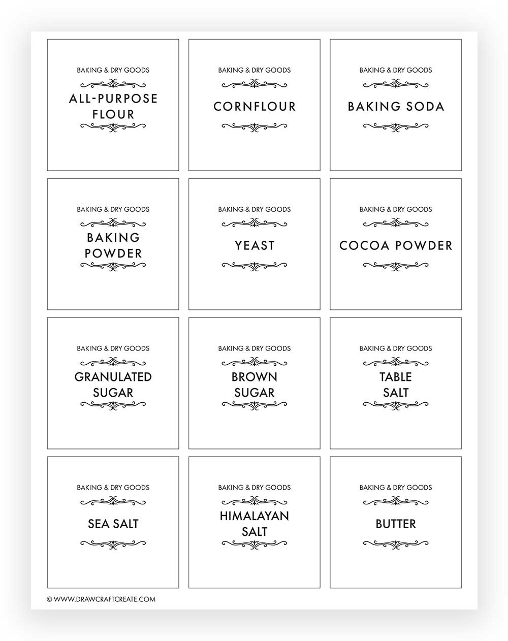 Printable Baking & Dry Goods Labels
