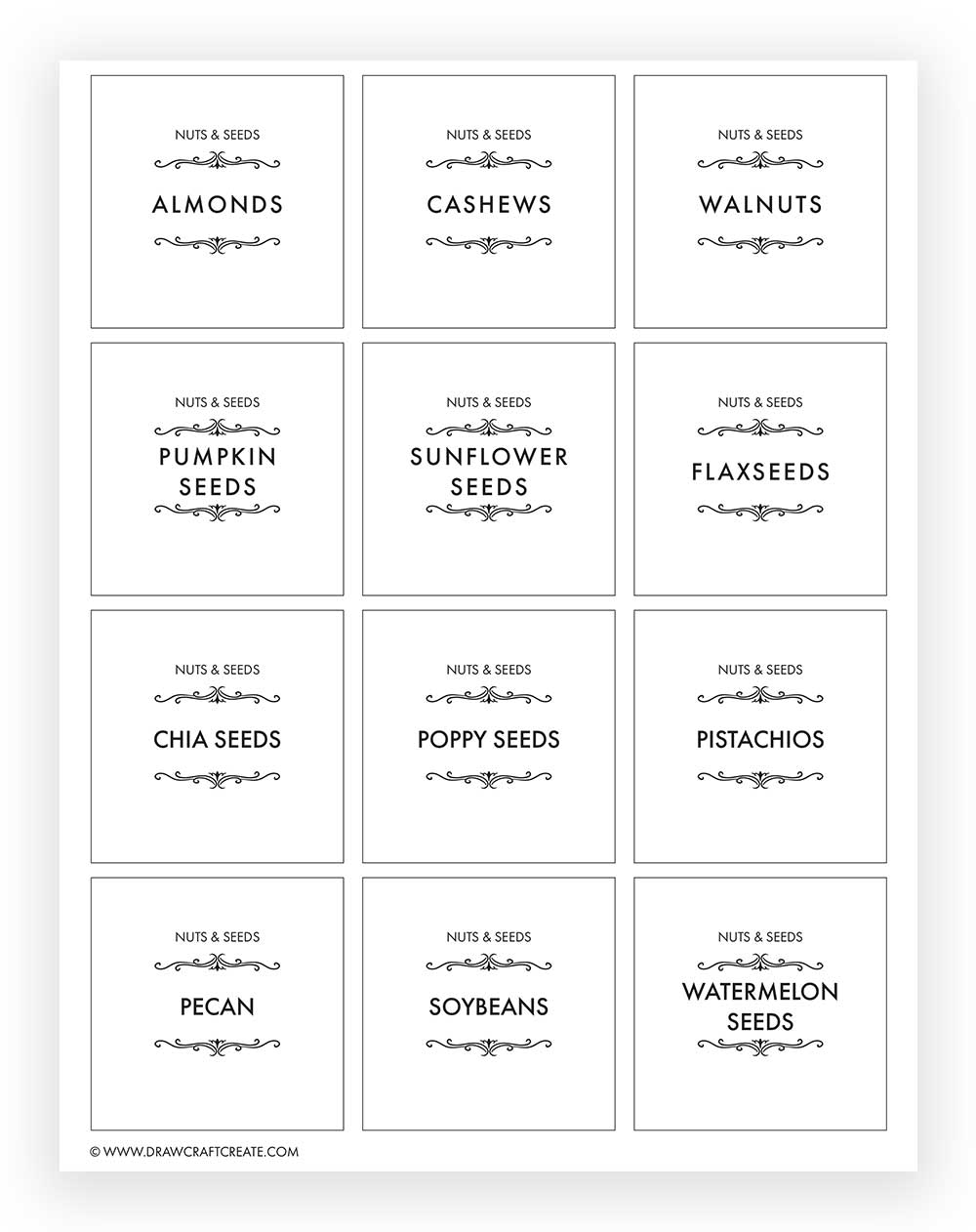 Printable Nuts & Seeds Labels
