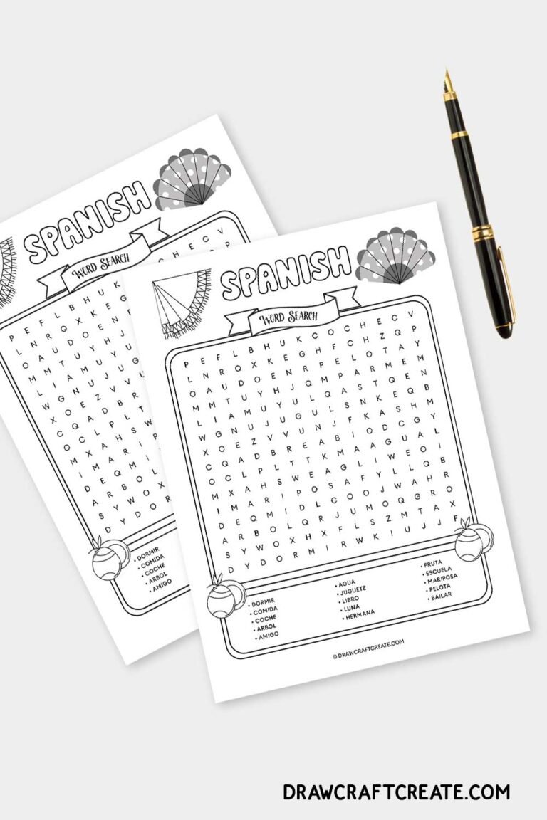 Free Printable Spanish Word Search Draw Craft Create