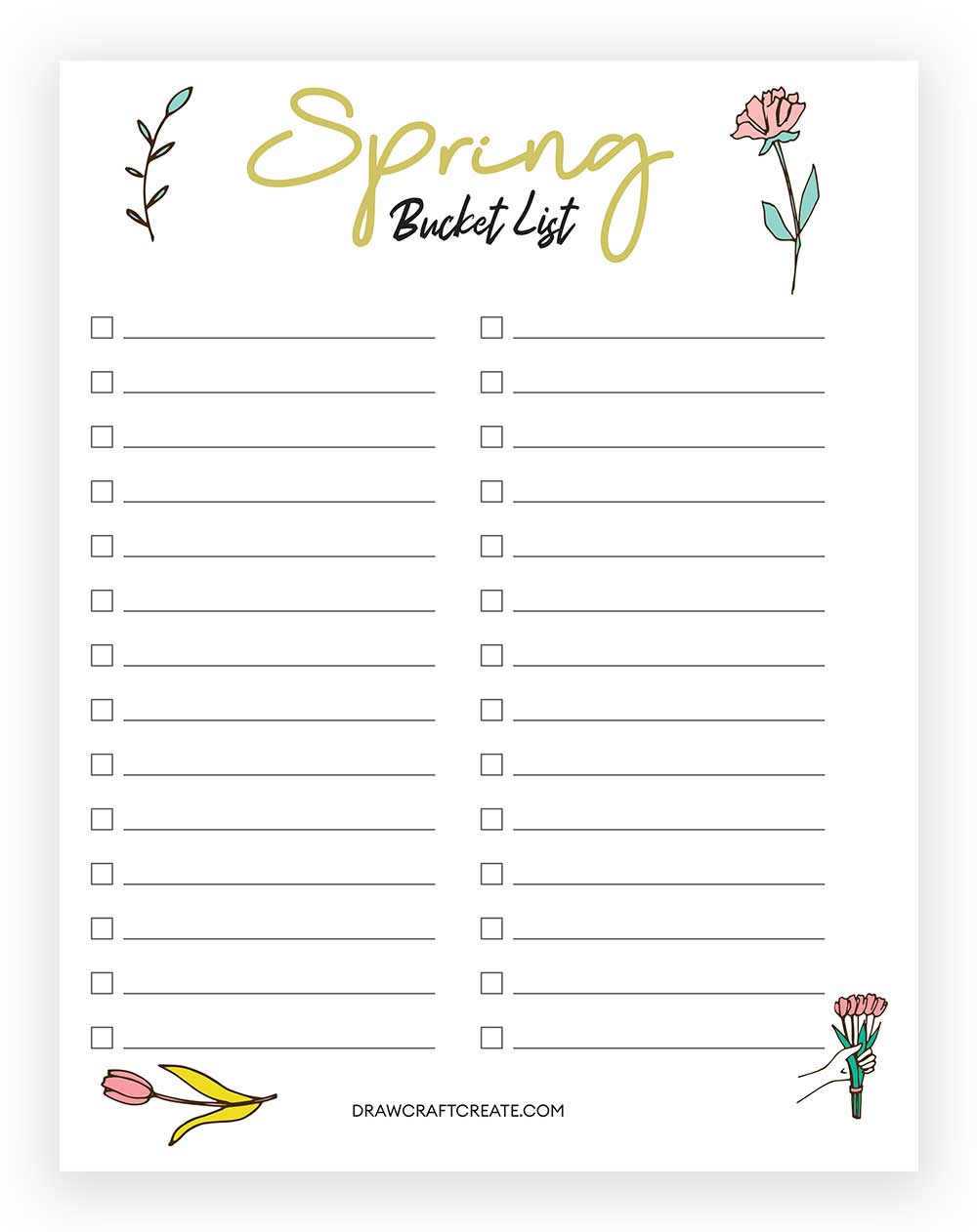 Spring Bucket List Printable
