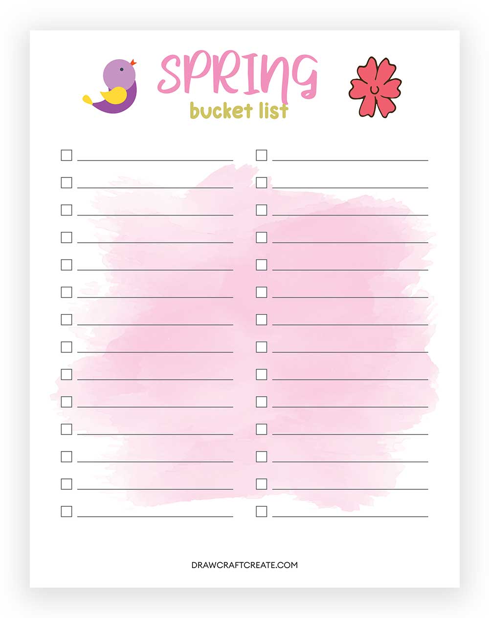 Spring Bucket List Printable