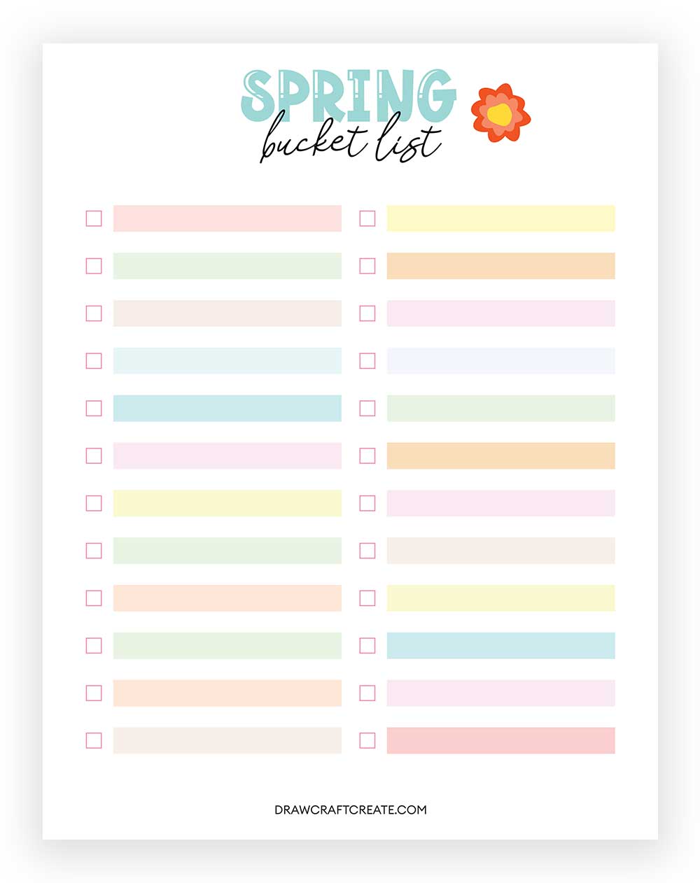 Spring Bucket List Printable
