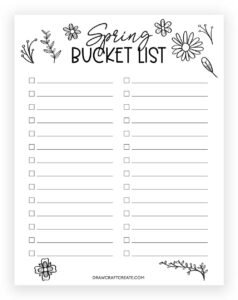 Free Printable Spring Bucket List Planner (20 Templates) - Draw Craft