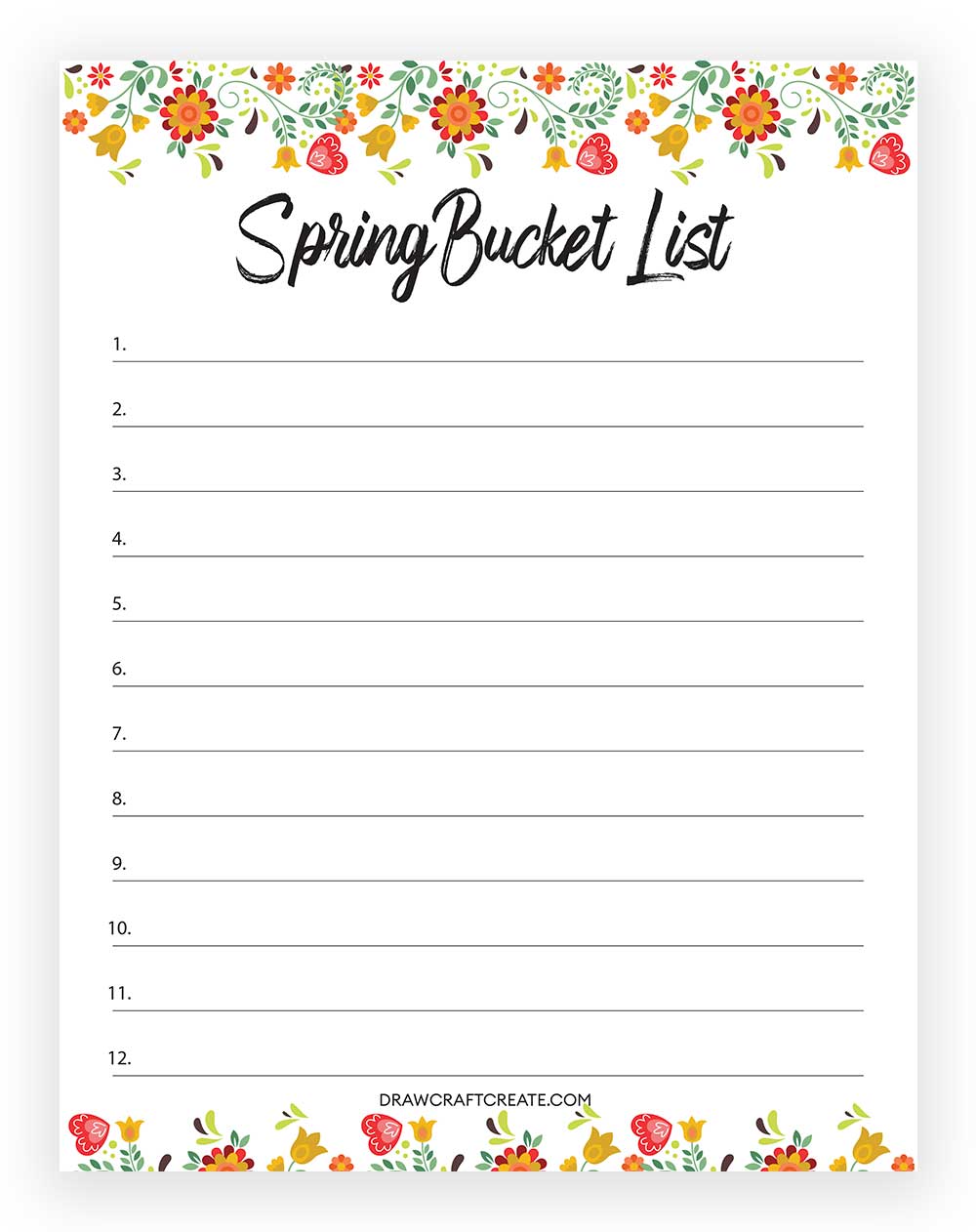 Spring Bucket List Printable