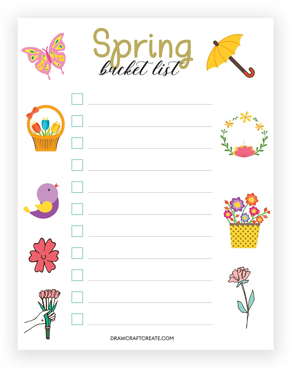 Spring Bucket List Printable