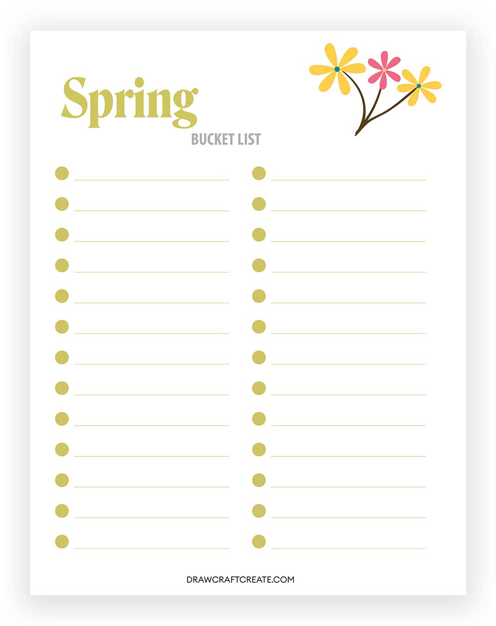 Spring Bucket List Printable