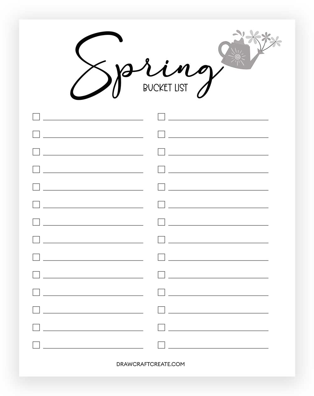 Spring Bucket List Printable