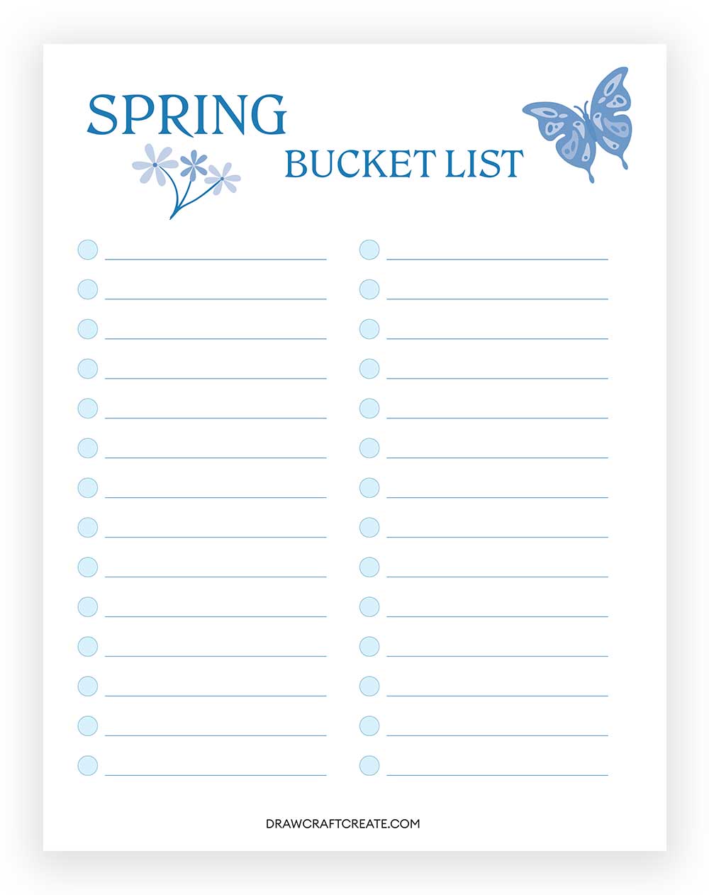 Spring Bucket List Printable