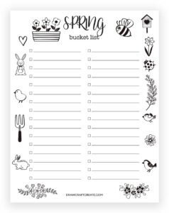 Free Printable Spring Bucket List Planner (20 Templates) - Draw Craft