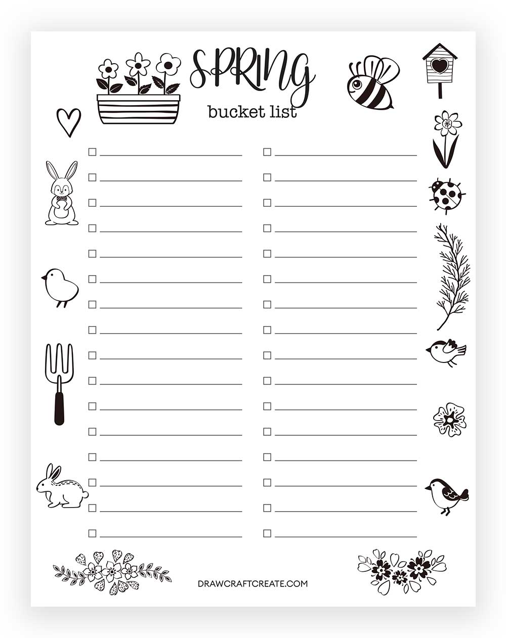 Spring Bucket List Printable