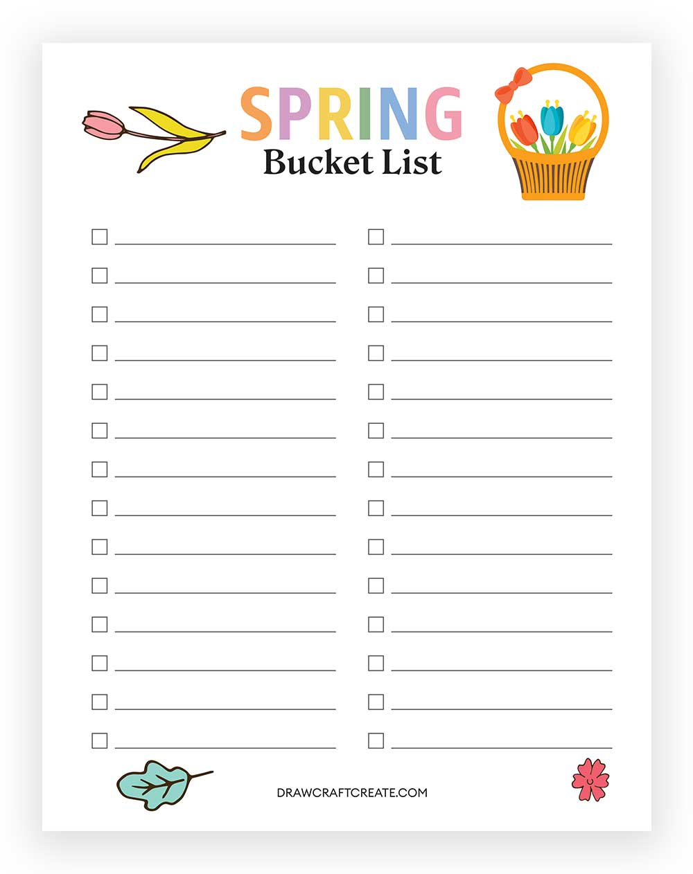 Spring Bucket List Printable