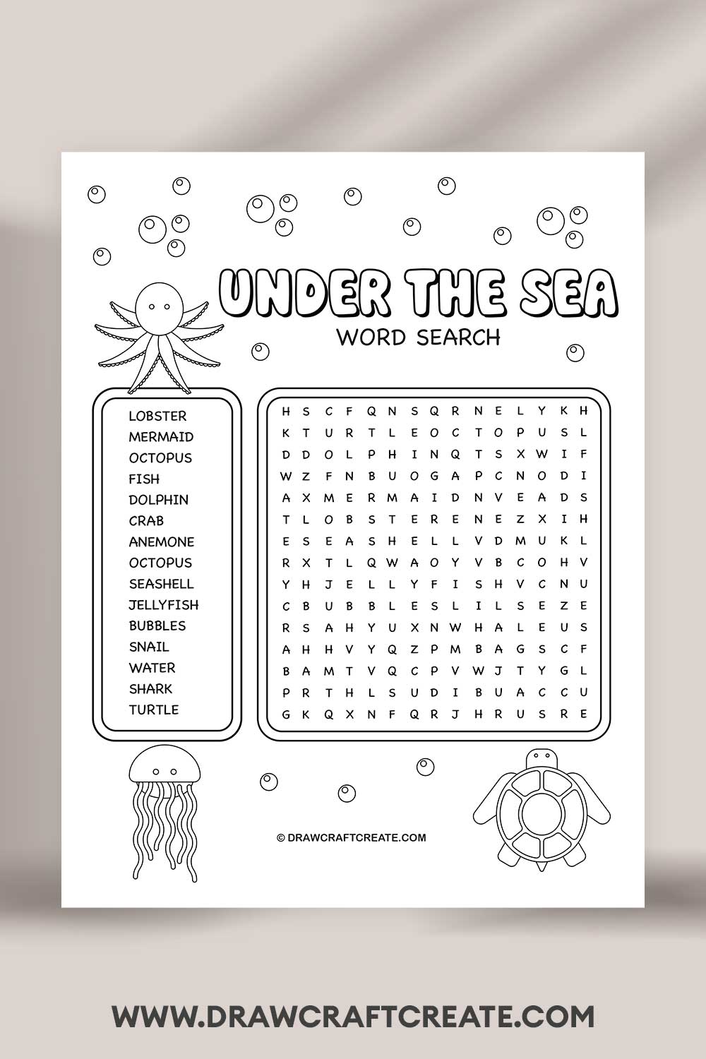 Under The Sea Word Search