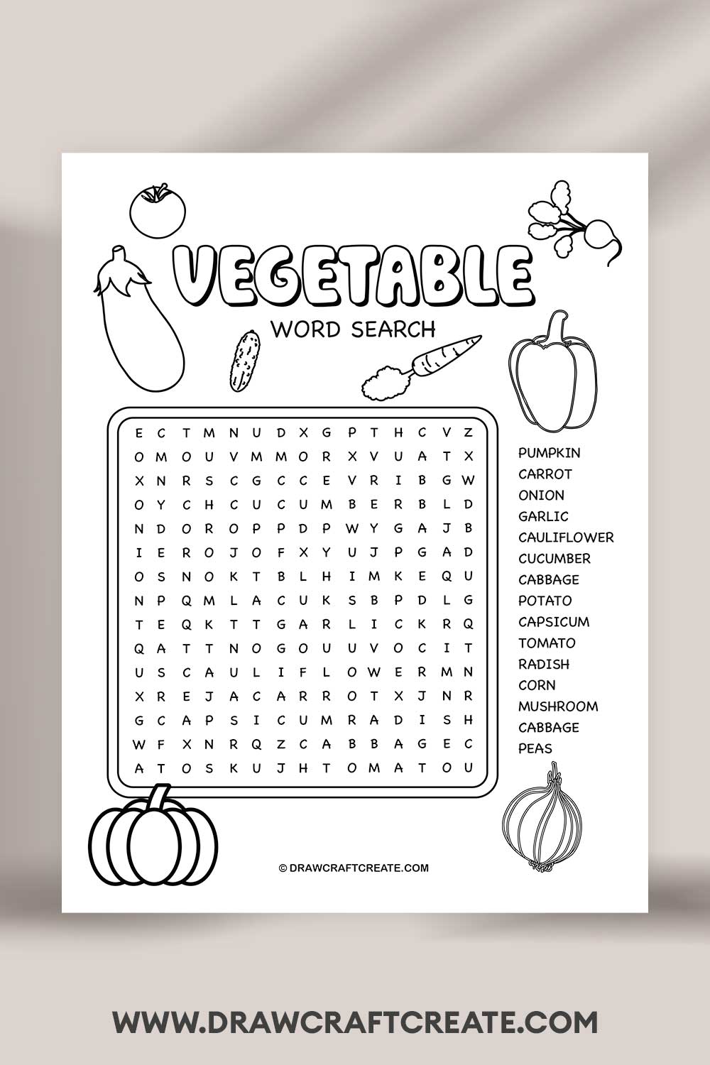 Vegetable Word Search