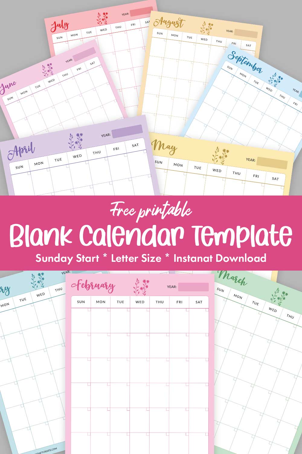 Vertical Blank Calendar Template Printable