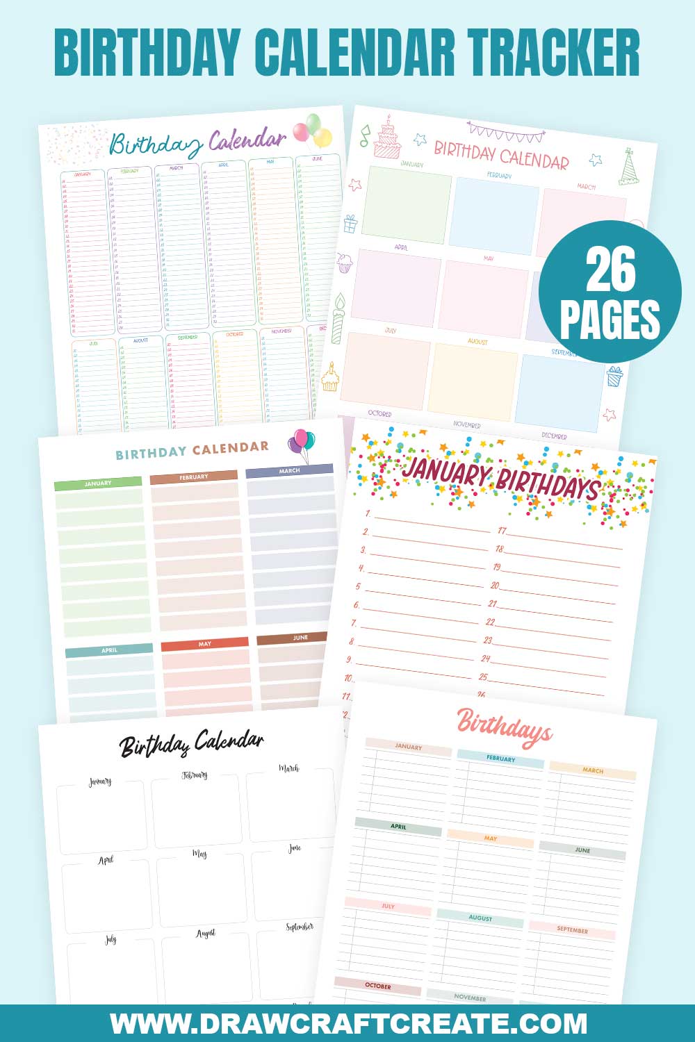 birthday calendar template