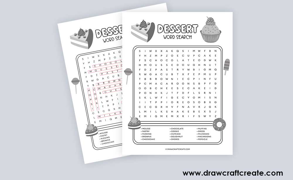 dessert word search answer